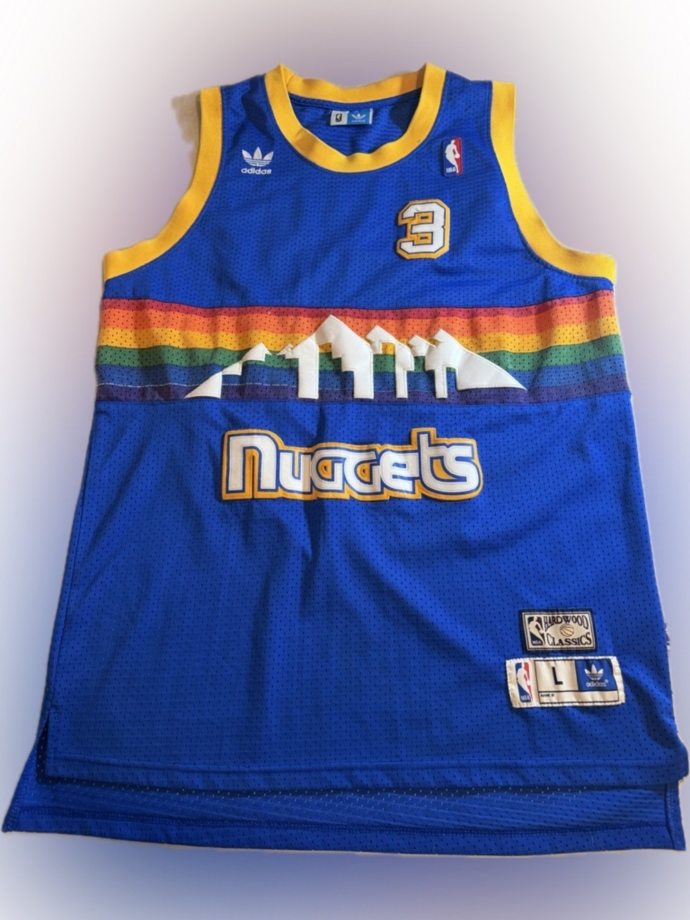 Allen Iverson Denver Nuggets Adidas Jersey Mens L #3 Hardwood Stitched Vintage